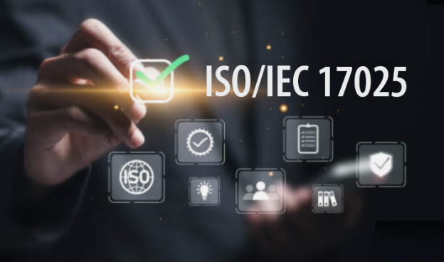 Photo of hand adding a checkmark next to the test "ISO/IED 17025"